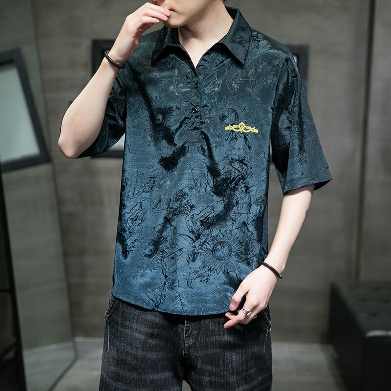 [HANFAN Series]★China style T-shirt★ 3color tops Unisex Men's Large size Black White Blue