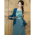 Load image into Gallery viewer, [YIYUN Series] ★Chinese style setup★ 2-piece set Happi coat + hanging dress Chinese clothes Blue Blue
