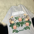 Load image into Gallery viewer, [TANGYAN series] ★T-shirt★ 2color tops, unisex, men's, large size, black, white, floral pattern, easy to match
