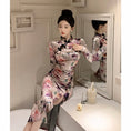 Load image into Gallery viewer, [Hundred Minute Eight Series] ★Floral pattern cheongsam★ Velvet, slimming, sexy, SML, easy to match, improves your temperament
