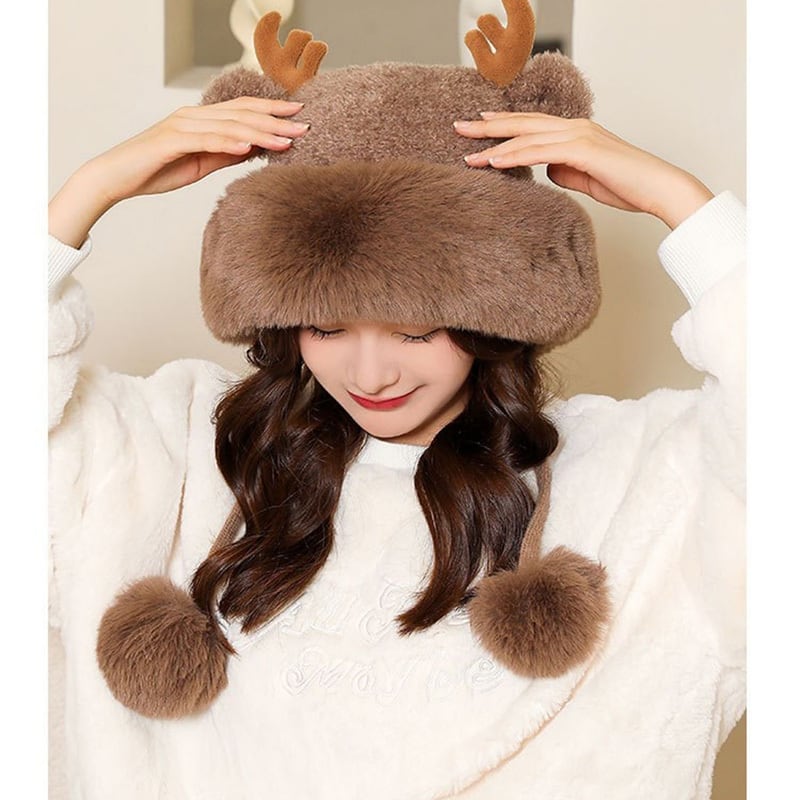 [YISHAN Series] ★ Hat ★ 6 colors selectable Cap Fluffy Deer antler Christmas New Year Thick Warm Cute