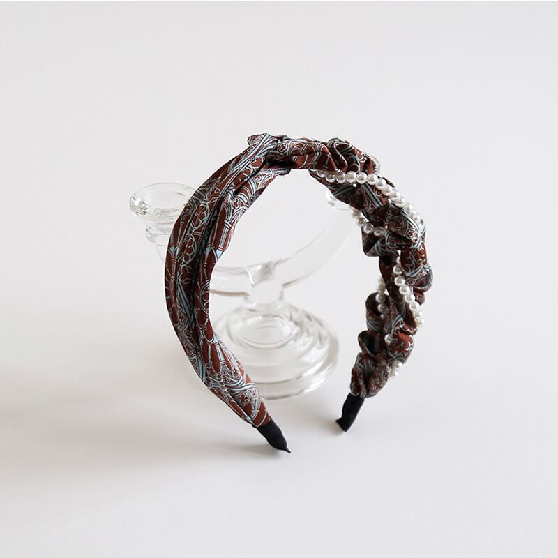 [Gashikaku Series] ★Headband★ 2color Hair Ornament Ladies Accessory Floral Pattern Brown Black