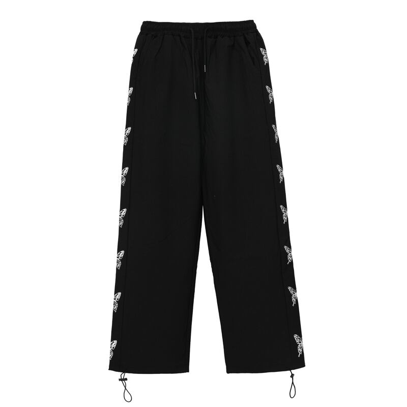 [Tankaku Sensei Series] ★Casual Pants★ Bottoms Harajuku Style ML XL Butterfly Black Sports Style Slimming Easy to Match