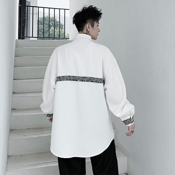 [Kouisha Series]★Shirt★ 2color Unisex Men's Simple Casual White Black ML XL Long Sleeve Tops