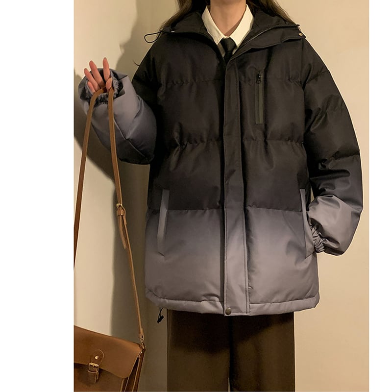 [GEBOXUAN Series] ★Coat with cotton insert★ 2color outer winter coat gradation unisex men's large size thick warm