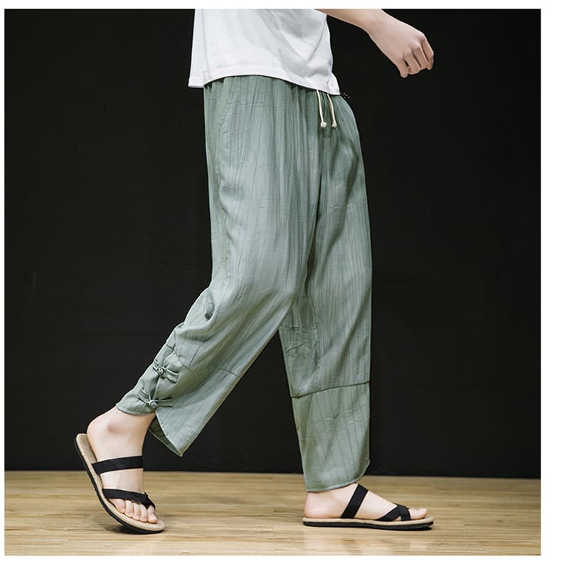 [Shu Han Ink Series] ★China Style Pants★ 2color Large Size Plain China Button Unisex Men's