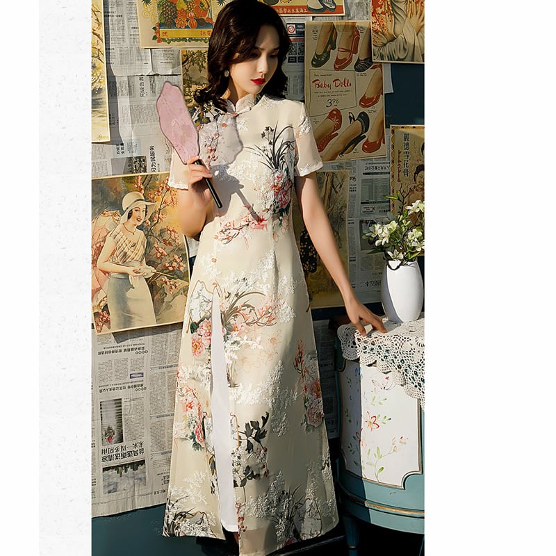 [RUYUN Series]★Cheongsam dress★ Long dress Slit Ao dai Wedding Party Improve your temperament