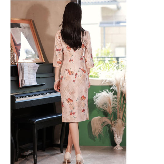 [RUYUN Series] ★Cheongsam dress★ Floral pattern dress, Chinese style dress, ladies, floral pattern, wedding