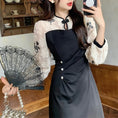 Load image into Gallery viewer, [TAOSHANG series] ★China style dress★ Large size switching slit slimming black black improved cheongsam dress
