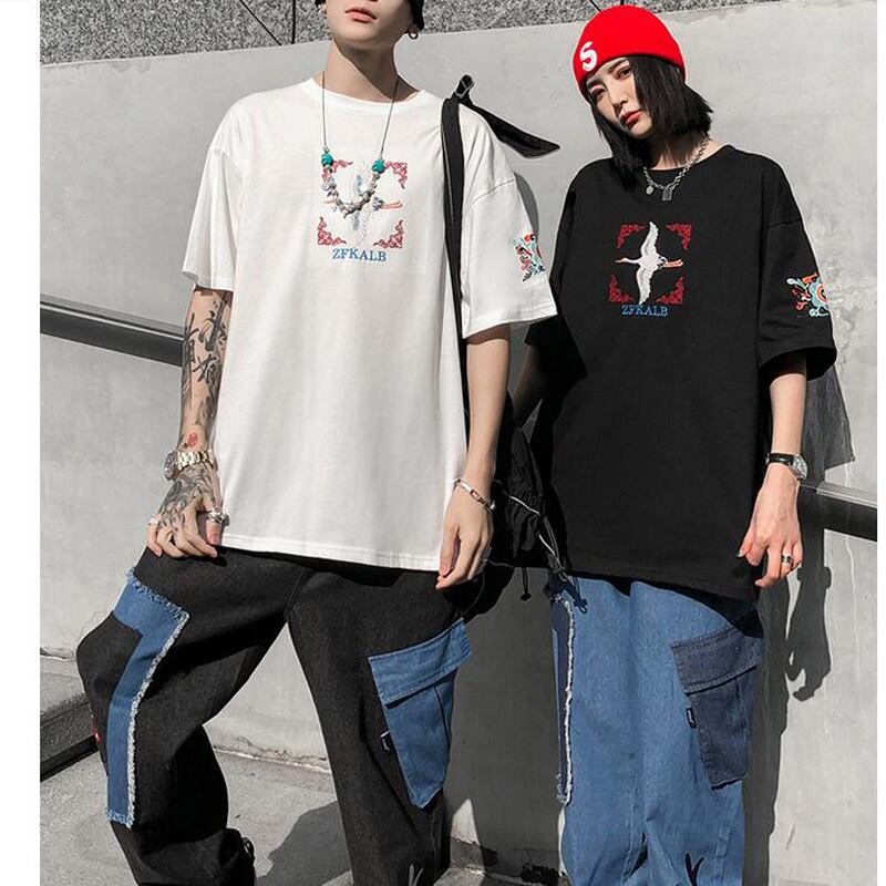 [YUWA Series] ★China style T-shirt★ 2color crane unisex couple clothes tops easy to match