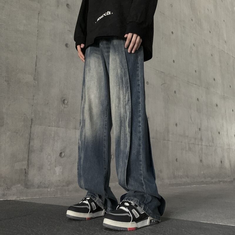 [NANSHI Series]★Denim pants★ 2color bottoms pants unisex men's simple easy to match black blue