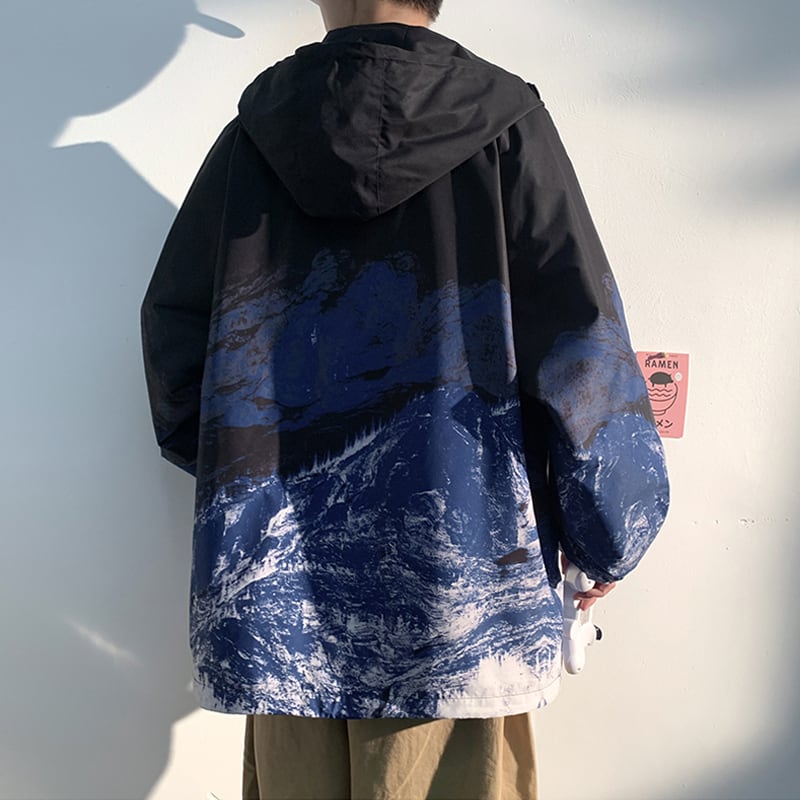 [Han Lishin Series] ★China style outerwear★ 4color jacket Snowy mountain print Large size Loose