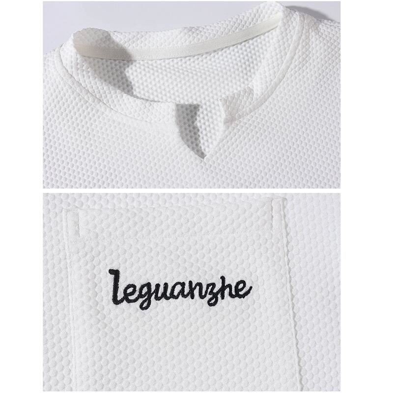 [BIGEMAN Series]★T-shirt★ Tops 2color Unisex Men's Large Size Simple Embroidery Black White