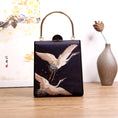 Load image into Gallery viewer, Chinese style bag handmade crane pattern travel everyday photography party retro chain black elegant
