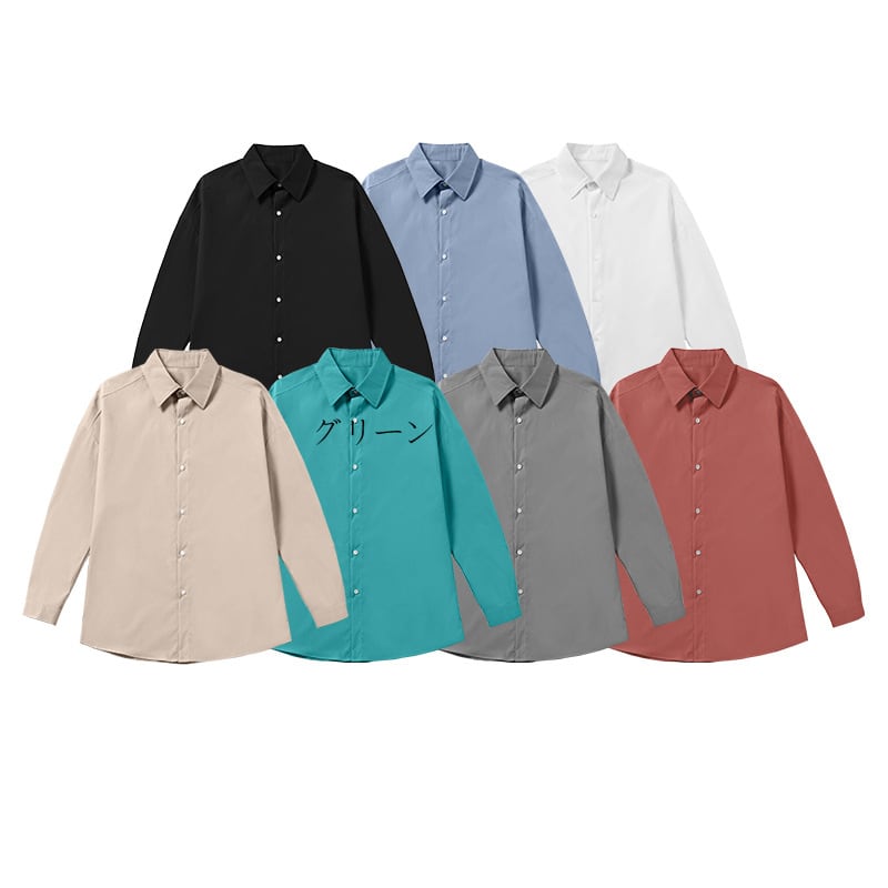 [BIGEMAN Series]★Shirt★ Tops 7color Unisex Men's Large Size Long Sleeve Shirt Plain Easy to Match