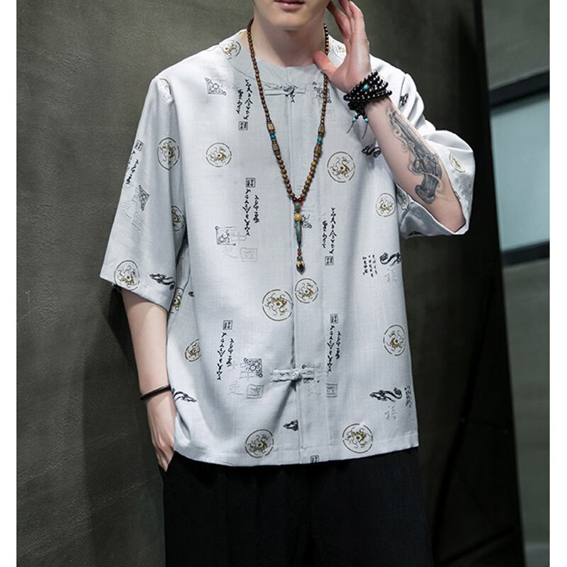 [Nishiki Tang Cloth Series] ★China style shirt★ 3color tops, unisex, men's, large size, text pattern, cool