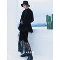 Load image into Gallery viewer, [Daiseiryusu Series]★Skirt★ Bottoms switching velvet long length embroidery mesh SML black black
