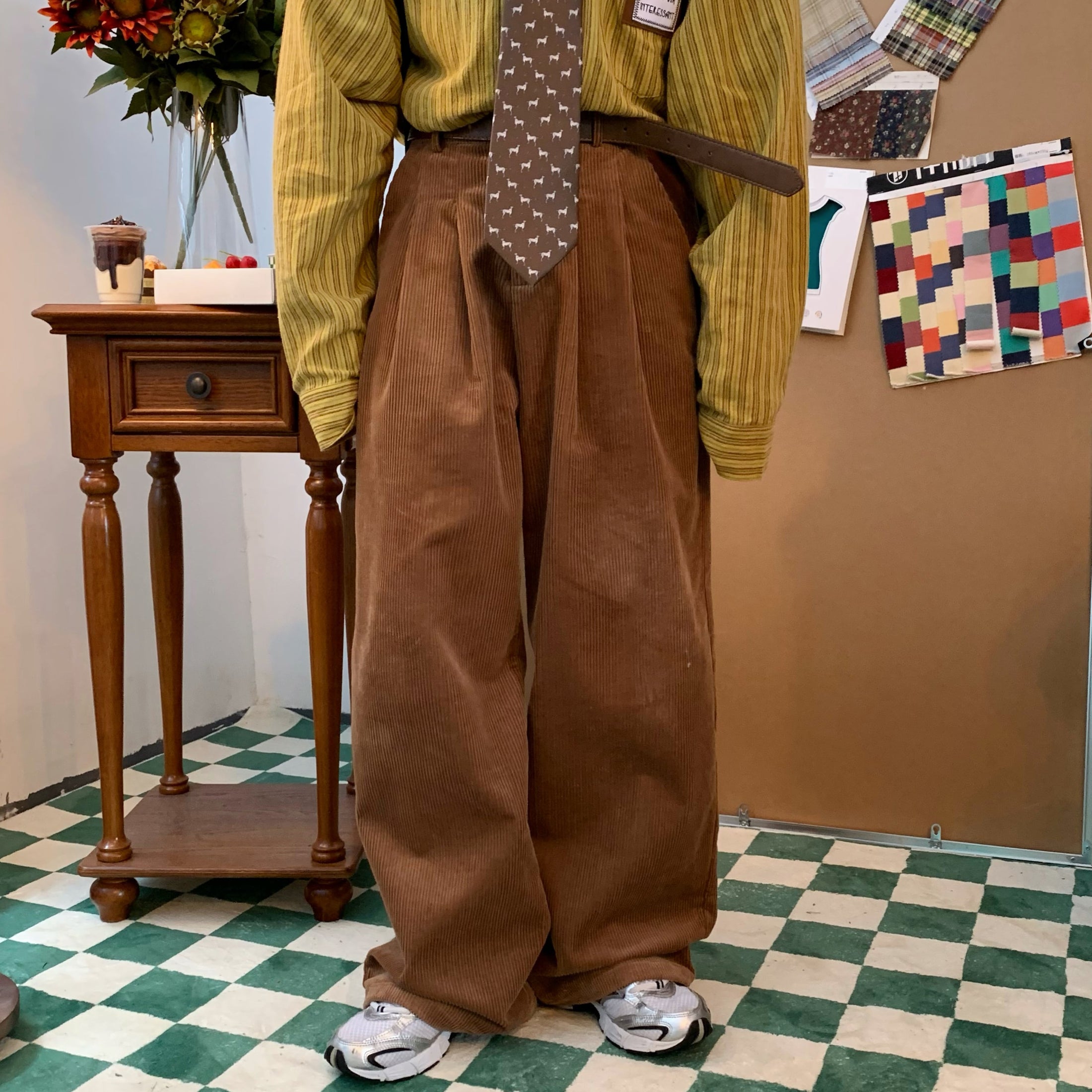 [C2 Studios Series]★Casual Pants★ 3color Green or Brown or Beige Corduroy Gaucho Pants