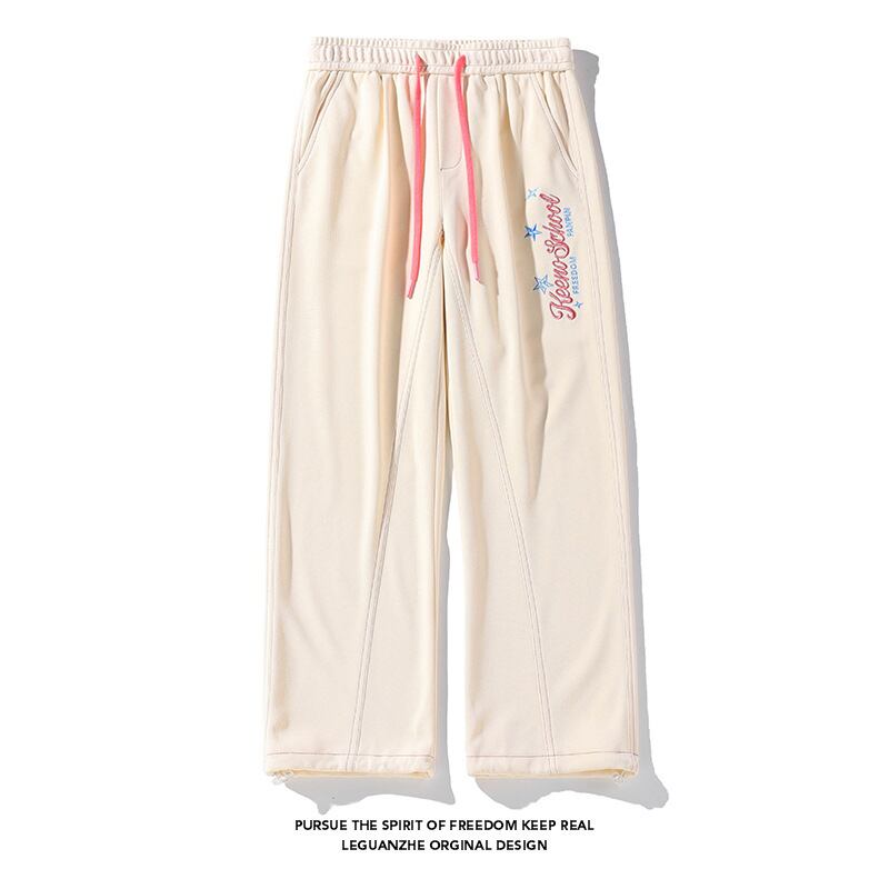 [BIGEMAN Series]★Casual Pants★ 2color Bottoms Pants Men's Large Size Alphabet Beige Black