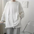 Load image into Gallery viewer, [YUANLAI Series]★Sweater★ 2color black or white knit tops, hole-cutting, unisex, loose, men's fashion
