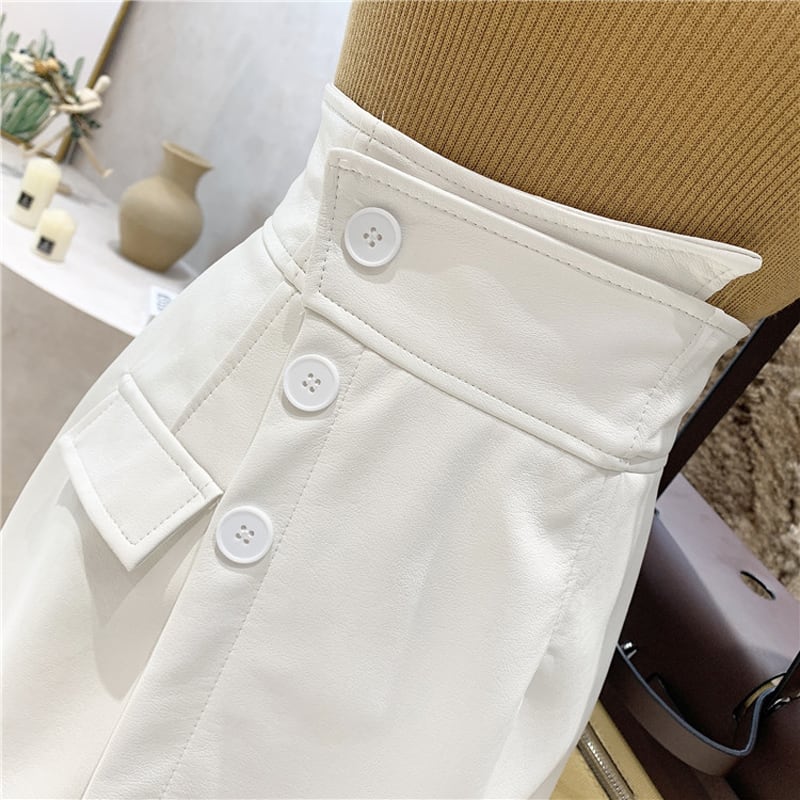 [173 series] ★Culottes skirt★ 4color shorts mini skirt black light brown pink white PU