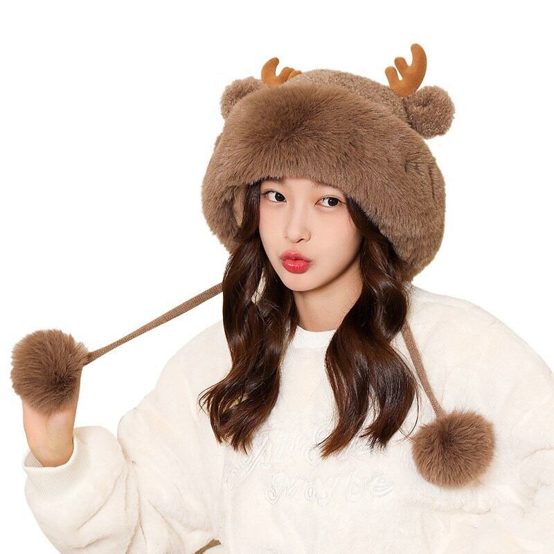 [YISHAN Series] ★ Hat ★ 6 colors selectable Cap Fluffy Deer antler Christmas New Year Thick Warm Cute