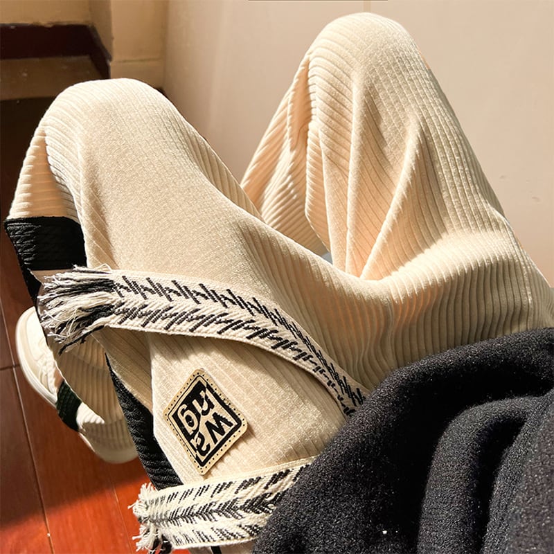 [Du Fung Series] ★Casual Pants★ 3color Bottoms Unisex Men's Corduroy Vertical Stripes Black Beige Coffee Color