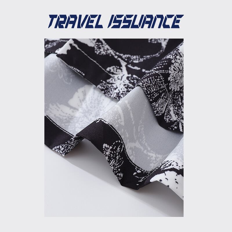 【TRAVEL ISSUANCEシリーズ】★半袖シャツ★ アロハシャツ 沖縄 ハワイ トップス 花柄シャツ 男女兼用 メンズ シフォン