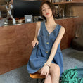 Load image into Gallery viewer, [XIAOXIN Series]★Dress★Sleeveless Women's Fashion V-neck Short Length Denim
