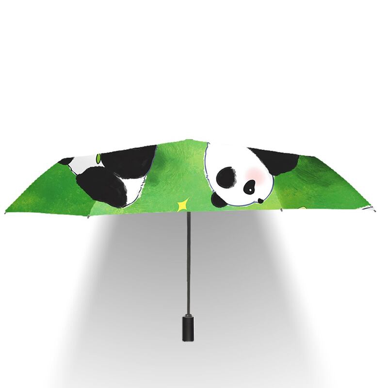 [QIANYU Series] ★Umbrella★ Rain &amp; Sunny Dual Use Manual Panda Rainy Season Rainproof Soup Small Sun Protection UV Protection Green Green