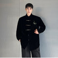 Load image into Gallery viewer, [Illustrated Series]★China Style Shirt★ Tops Bamboo Embroidery Velvet Unisex Men's ML XL Black Black
