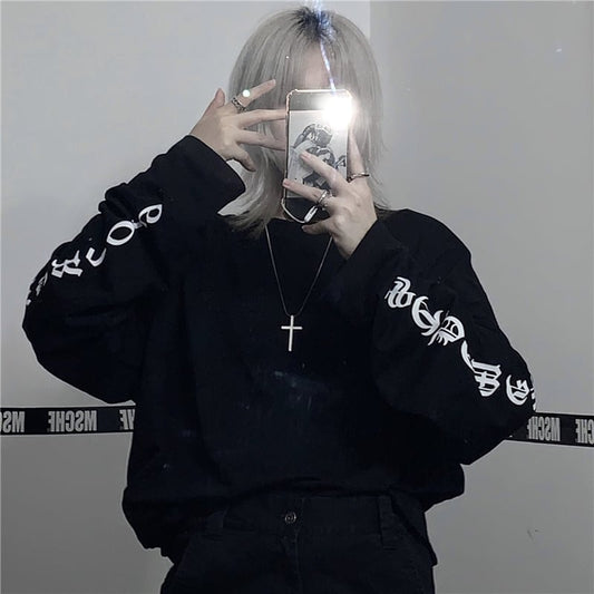 [Style Series]★T-shirt★ Tops 2color Alphabet Loose Black White Black White Unisex Couple Clothes Men's