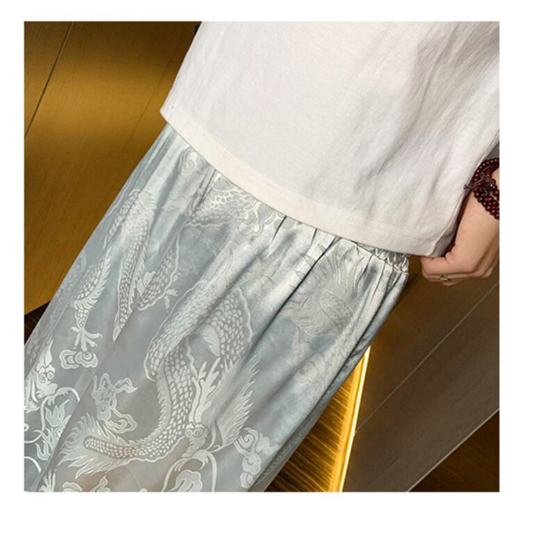 [Shu Han brocade series]★China style pants★ 4color Gaucho pants Dragon crest Dragon Unisex 3/4 length Men's Loose Large size