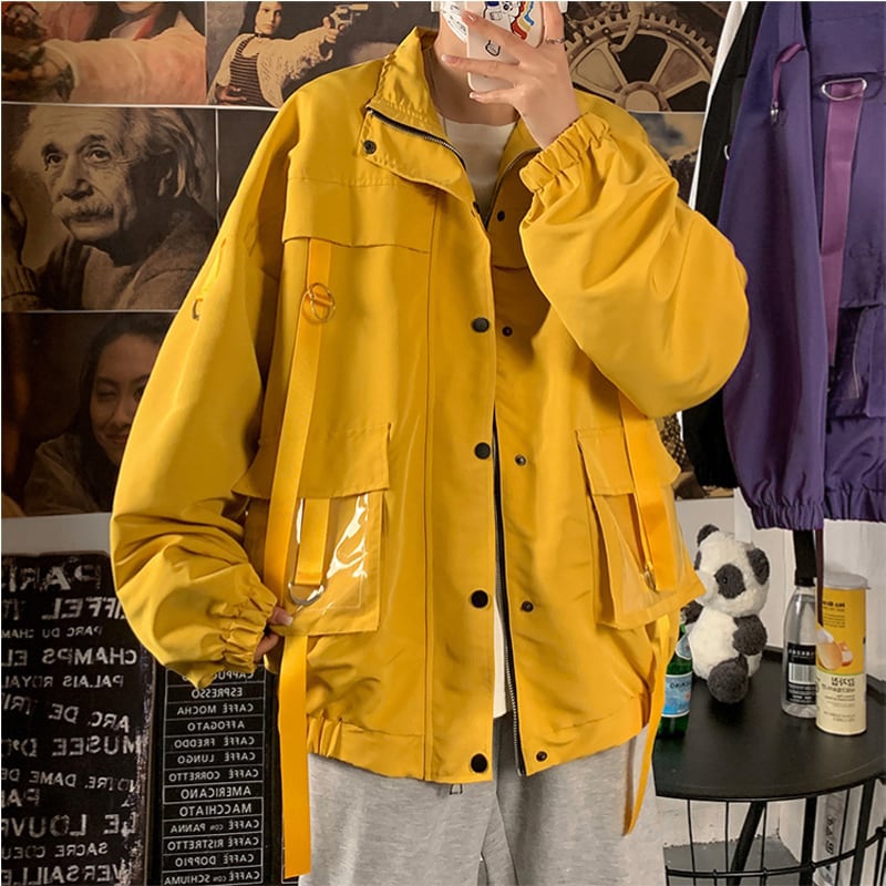 [Teiji series] ★Jacket★ 4color outerwear unisex men's black yellow white purple large size