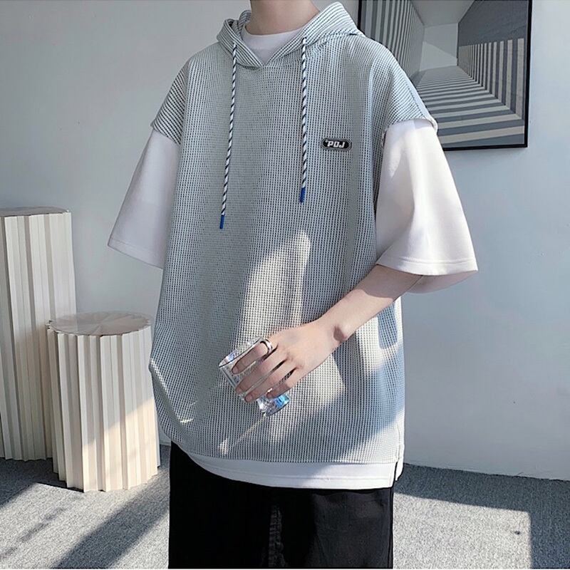 [KCSJ Series] ★Parker★ 2color Tops Unisex Men's Large Size Switchable Easy to Match White Gray Black