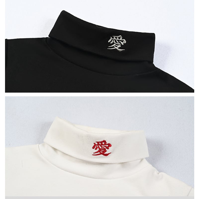 [Old Monster --- Love Series] ★China style tops★ 2color embroidery original thick black white black white