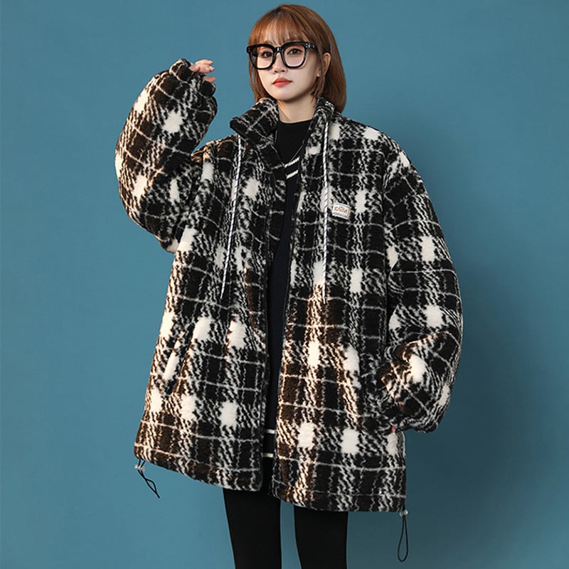 [Morimoto Series] ★Winter Coat★ Cotton Coat 2 Colors Thick Warm Unisex Men's Cold Protection Plaid Pattern Blue Black