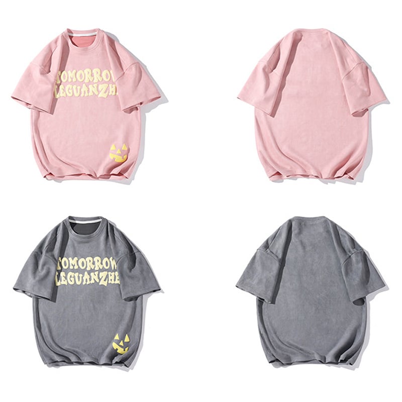 [BIGEMAN Series]★T-shirt★ Tops 2color Unisex Men's Large Size Gray Pink