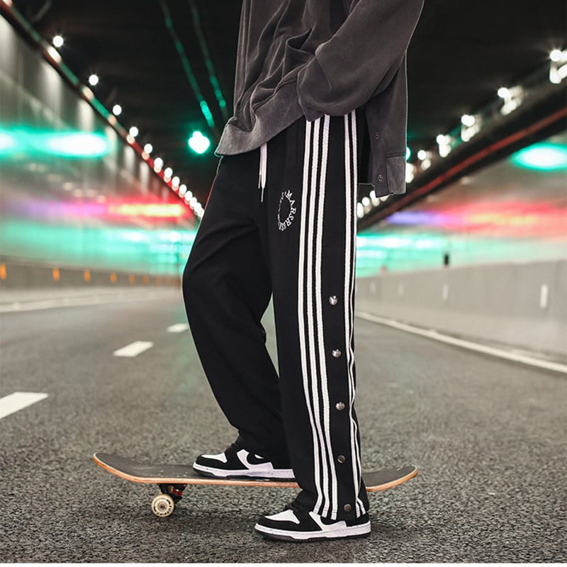 [HANLICHEN Series] ★Casual Pants★ 2color Bottoms Unisex Men's Vertical Stripes ML XL 2XL