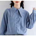 Load image into Gallery viewer, [WEIWU Series]★Shirt★ Tops Ladies Simple Commuting Easy to Match Blue Blue Standard Cute
