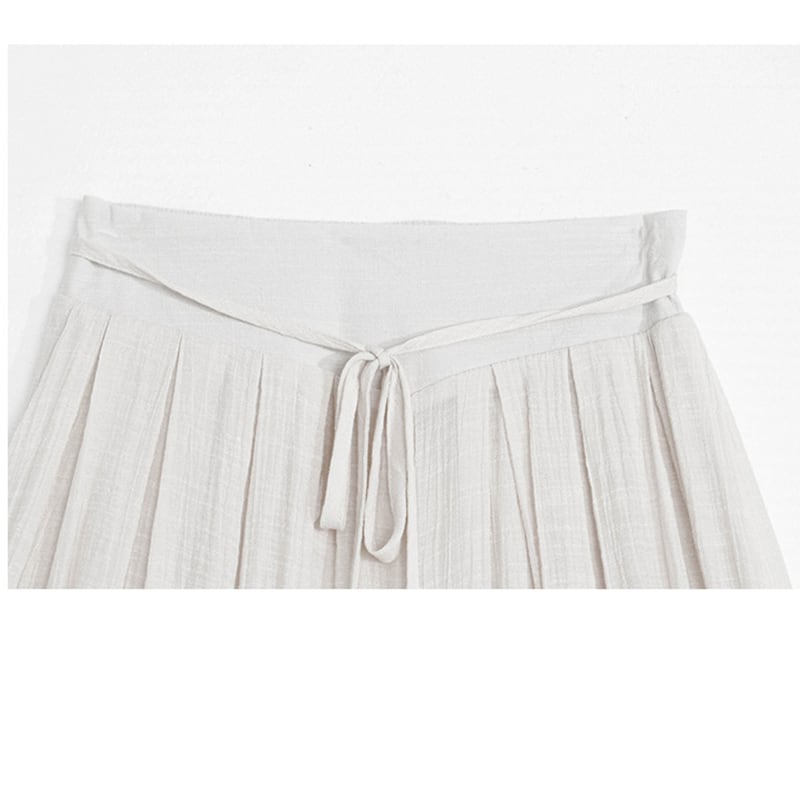 [White Sake Series] ★ Gaucho Pants ★ Bottoms Elastic Waist Plain Ladies Date Improves Temperament Simple