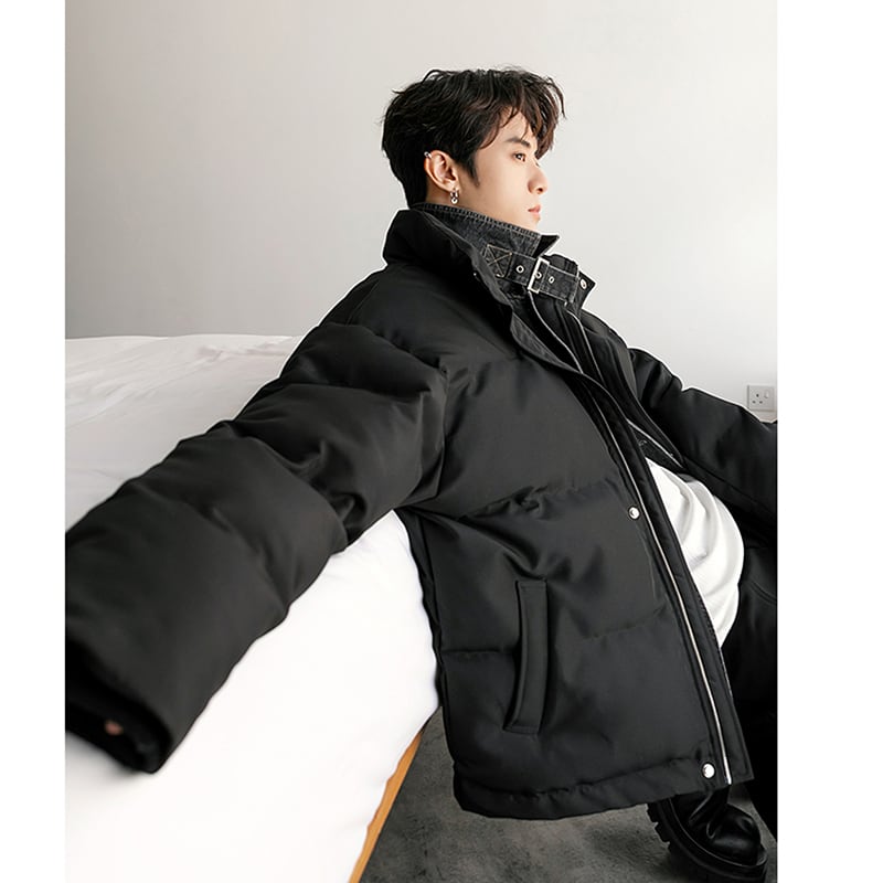 [CHICERRO series] ★Coat with cotton insert★ 2color fake layered winter coat outerwear thick unisex men's cool