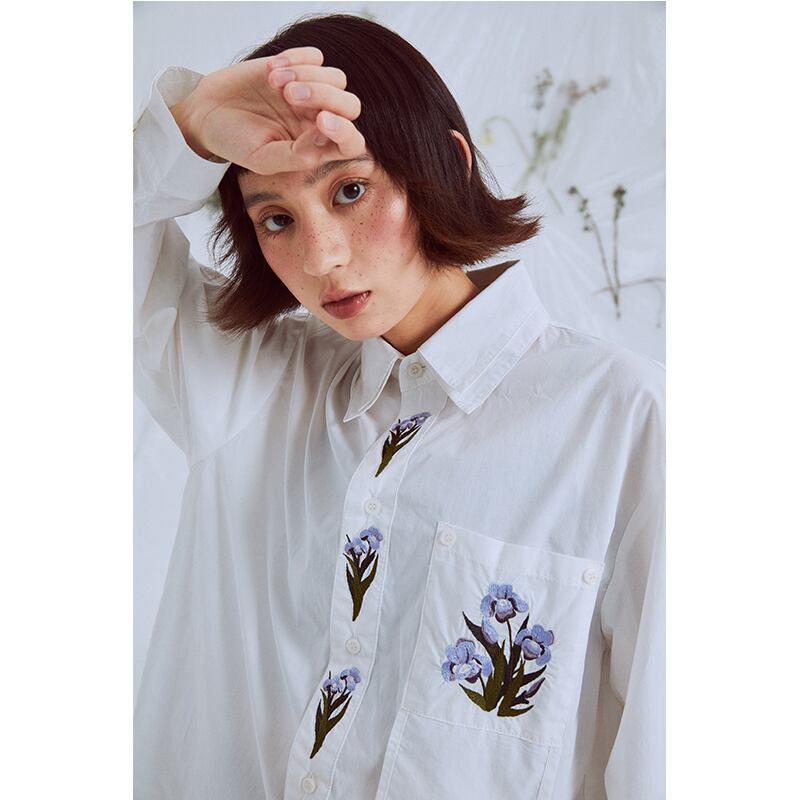 [Yangji Great Dream Series]★China Style Shirt★ Tops Ichihatsu Embroidery Original Long Sleeve Shirt Fashion