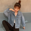 Load image into Gallery viewer, [Mikiko Series]★Denim Jacket★ Outer Jeans Short Length Fashion Easy to Match Blue Blue
