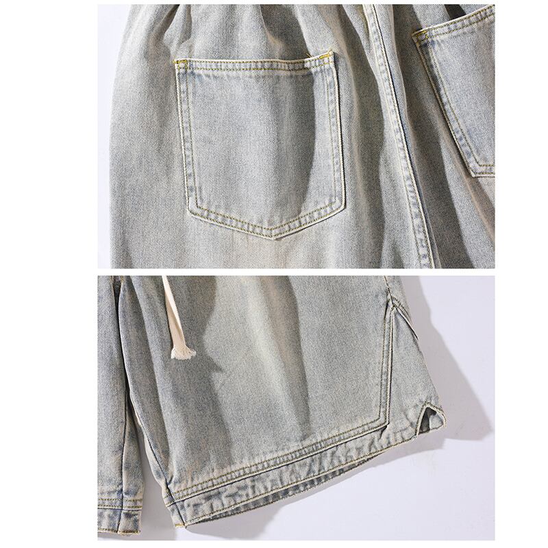 [BIGEMAN Series]★Denim shorts★ 2color bottoms short length pants unisex men's large size denim pants