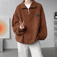 Load image into Gallery viewer, [KADISHOU Series] ★Tops★ 3color Corduroy Unisex Men's Large Size Casual Black Gray Coffee Color
