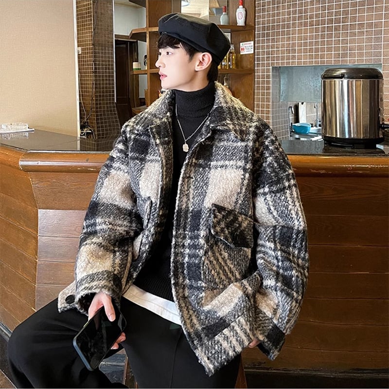 [Leonbinno Series]★Coat★ 2color Outerwear Unisex Men's Large Size Plaid Pattern