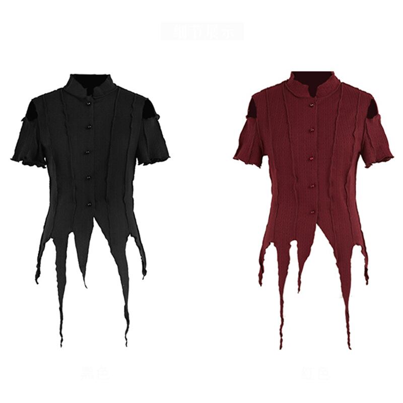 [Big Blue Dragon Series] ★China style shirt★ 2color tops, off-the-shoulder, black, red, slimming, stylish