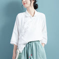 Load image into Gallery viewer, [Qing Series]★China style tops★ 5color Summer Embroidery Blue Green Gray White Purple Pink
