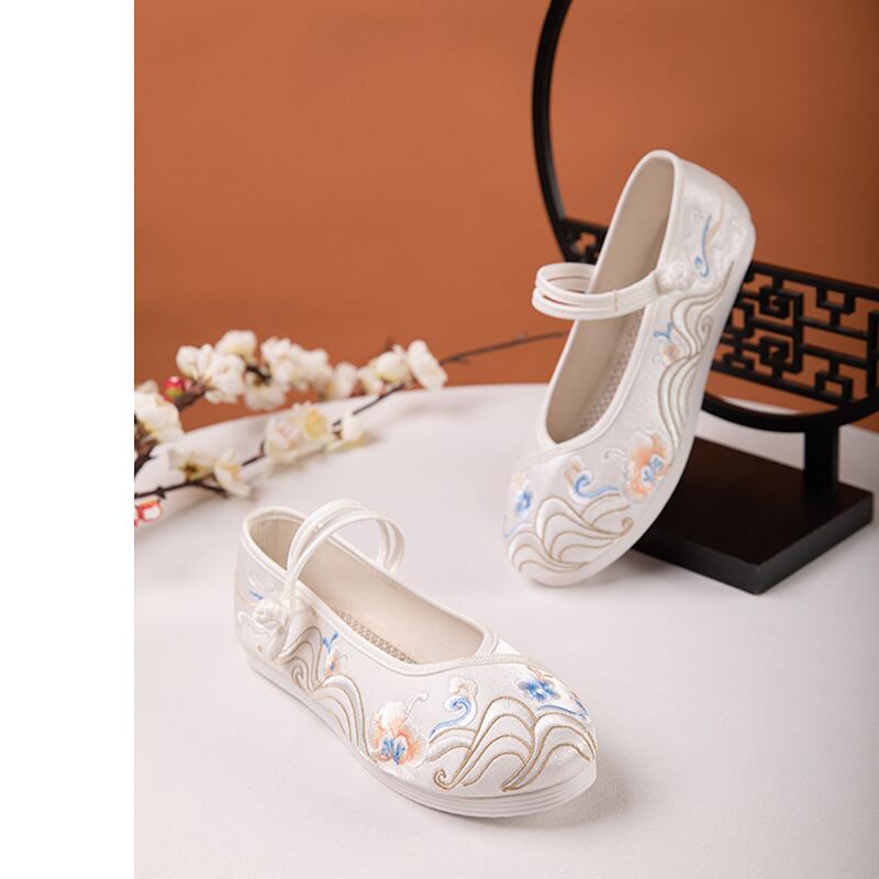 [BAIQIN Series] ★Embroidery shoes★ Size 34-40 2color Shoes Chinese style shoes Tang suit Hanfu retro white green